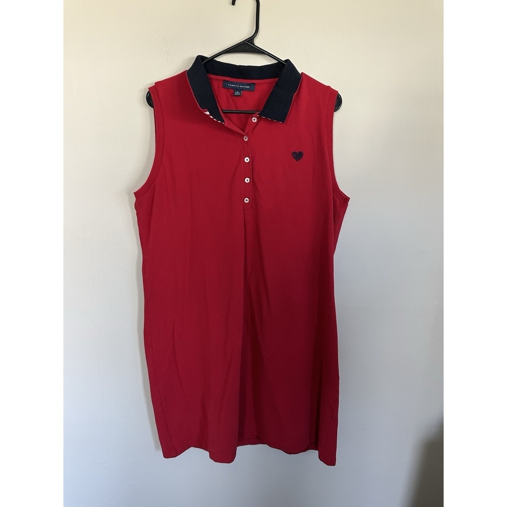 Tommy Hilfiger XL Tennis Sleeveless Polo Dress Americana Sport Red White Blue